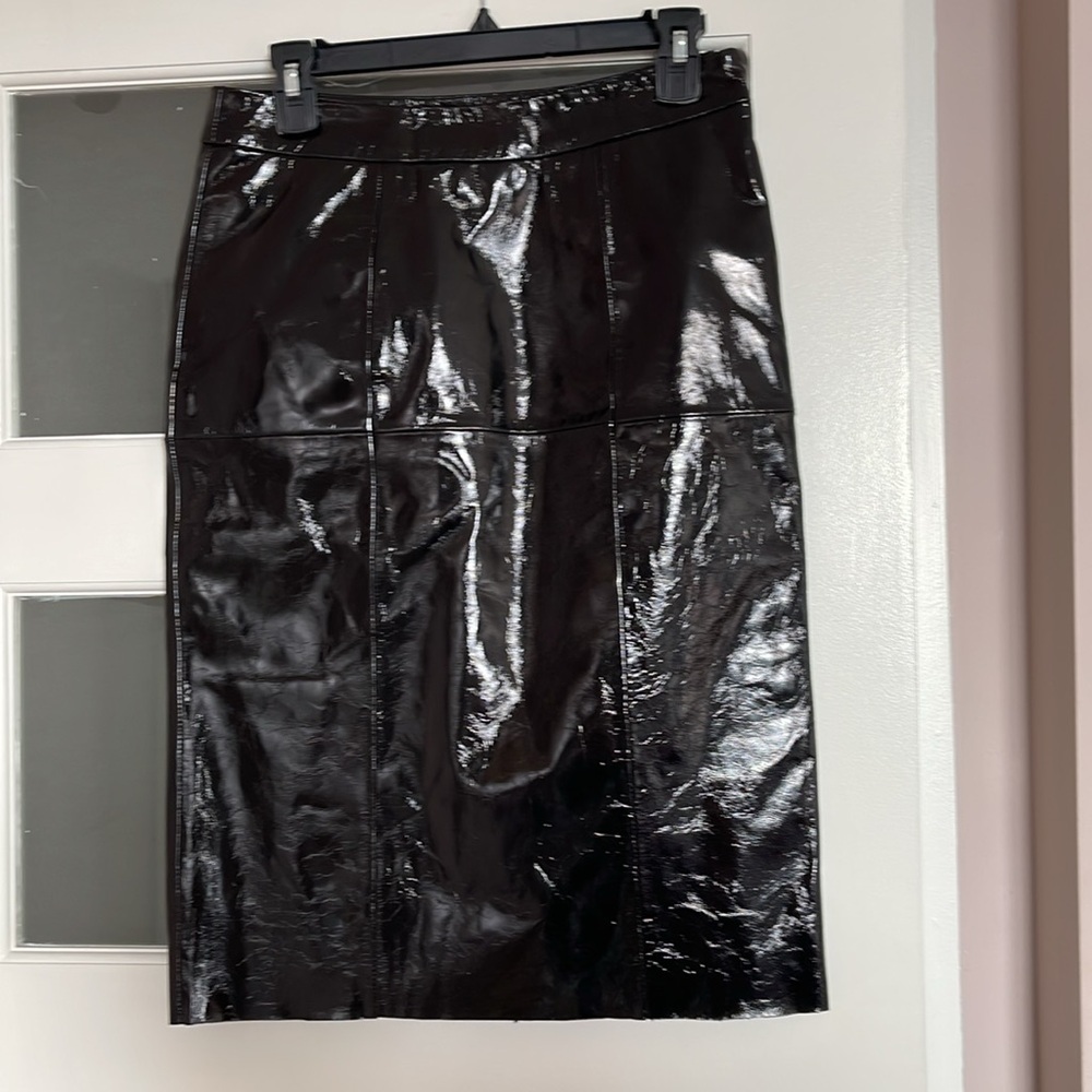 Walter Baker Lamb Leather Black Patent Molli Pencil Skirt NEW NWT Size 4